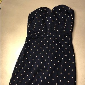 Blue and white polka dot mini dress